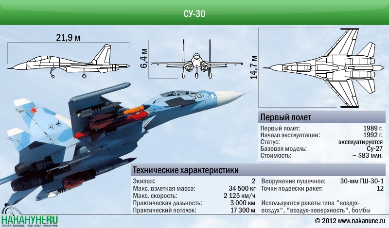 Самолет Су-30 технические характеристики|Фото: Накануне.RU